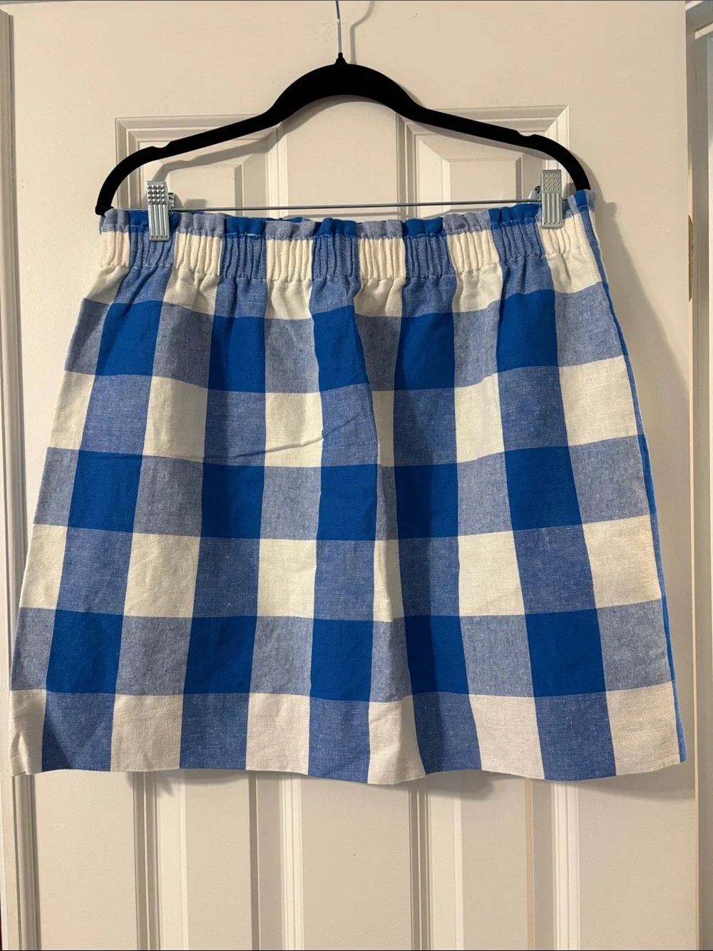 J. Crew Blue and White Gingham Mini Skirt - Size 14